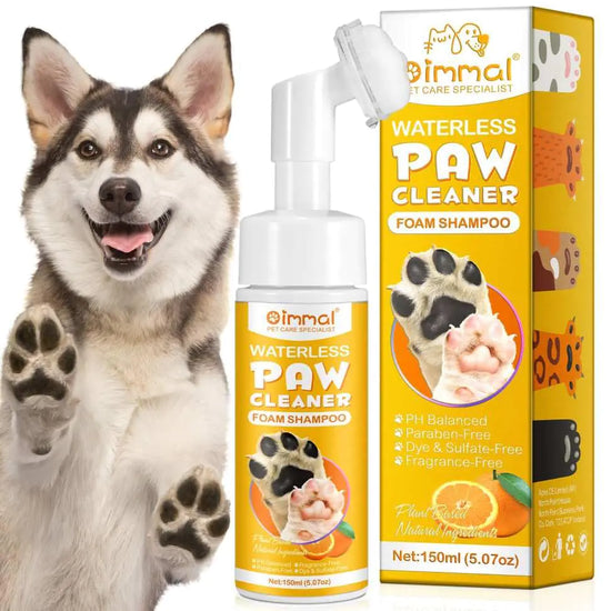 Clean Paws - No-Rinse Foaming Cleanser Paw and Foot Cleaner – Gentle and pH Balanced to Provide a deep Clean Safe for All Dogs and Cats | Portable Bottle with Silicone Bristle Brush