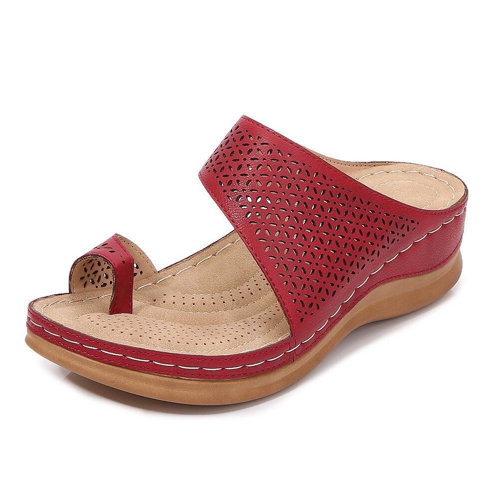 Bohemian Hollow Wedge Platform Flip Flops Sandals