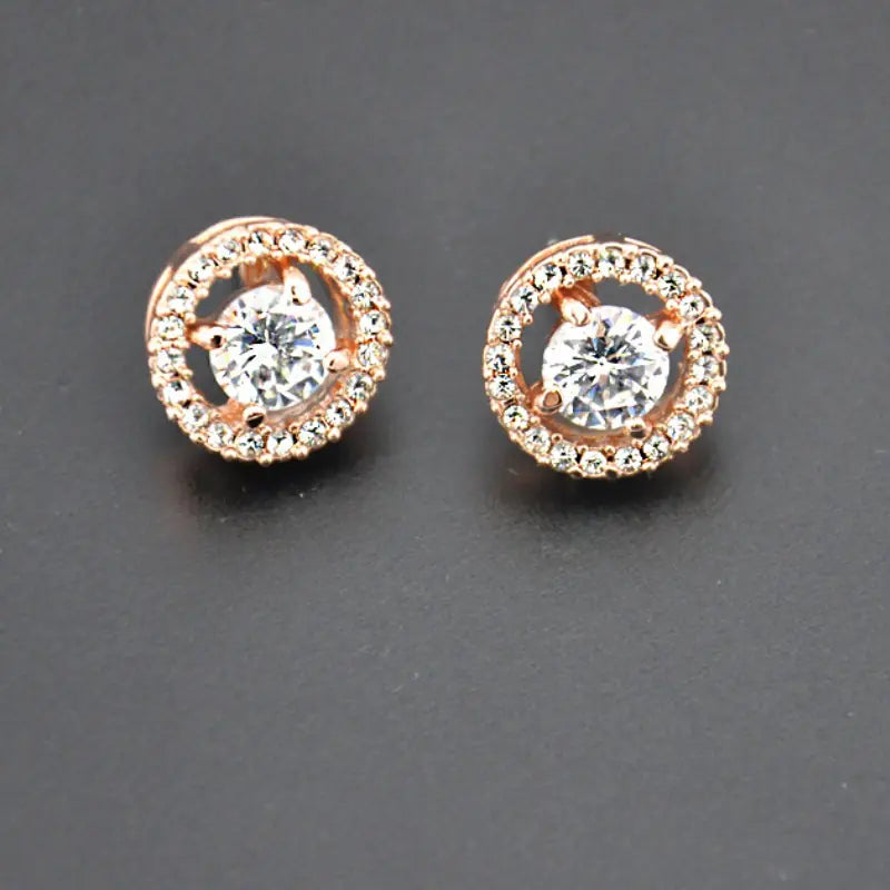Cubic Zirconia Stud Earrings with Four-Prong Design