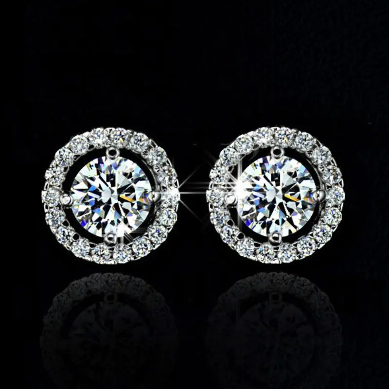 Cubic Zirconia Stud Earrings with Four-Prong Design